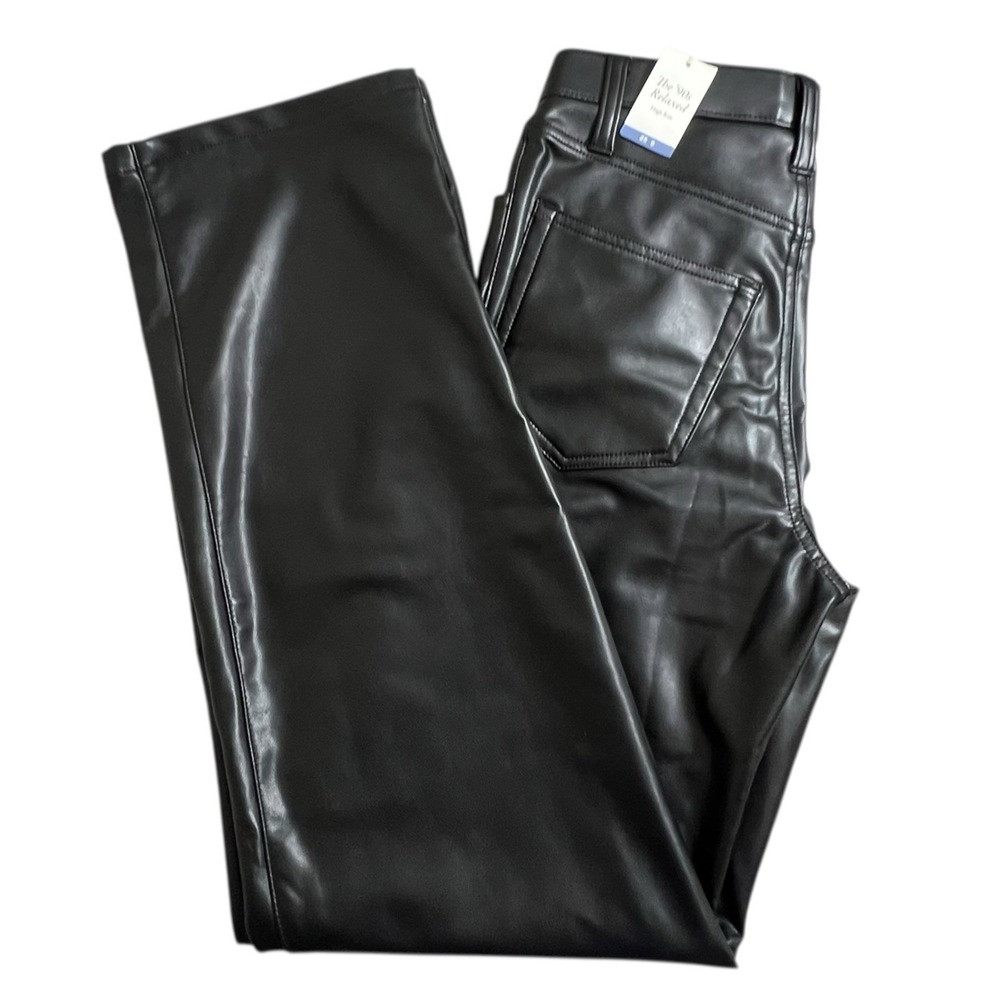 NEW Abercrombie‎ & Fitch Womens 0 Black Faux Leather 90s Relaxed High Rise Pant